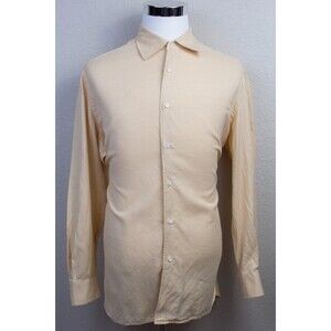 Men's Luigi Borrelli For Stanley Korshak Pale Yellow Button Up Shirt Sz XL